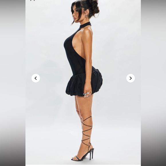 Black Mini Halter Bubble Dress - Picture 6 of 6